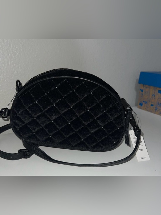 Talbots Handbags - Talbots Quilted Velvet Oval Crossbody Bag - Black